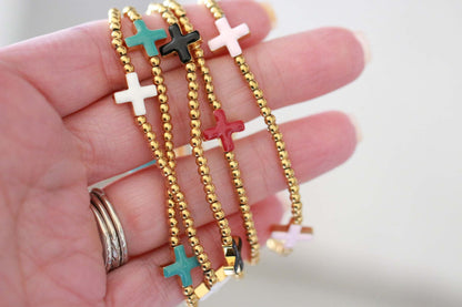 Faith Cross Beaded Bracelet | 18K Gold-Plated