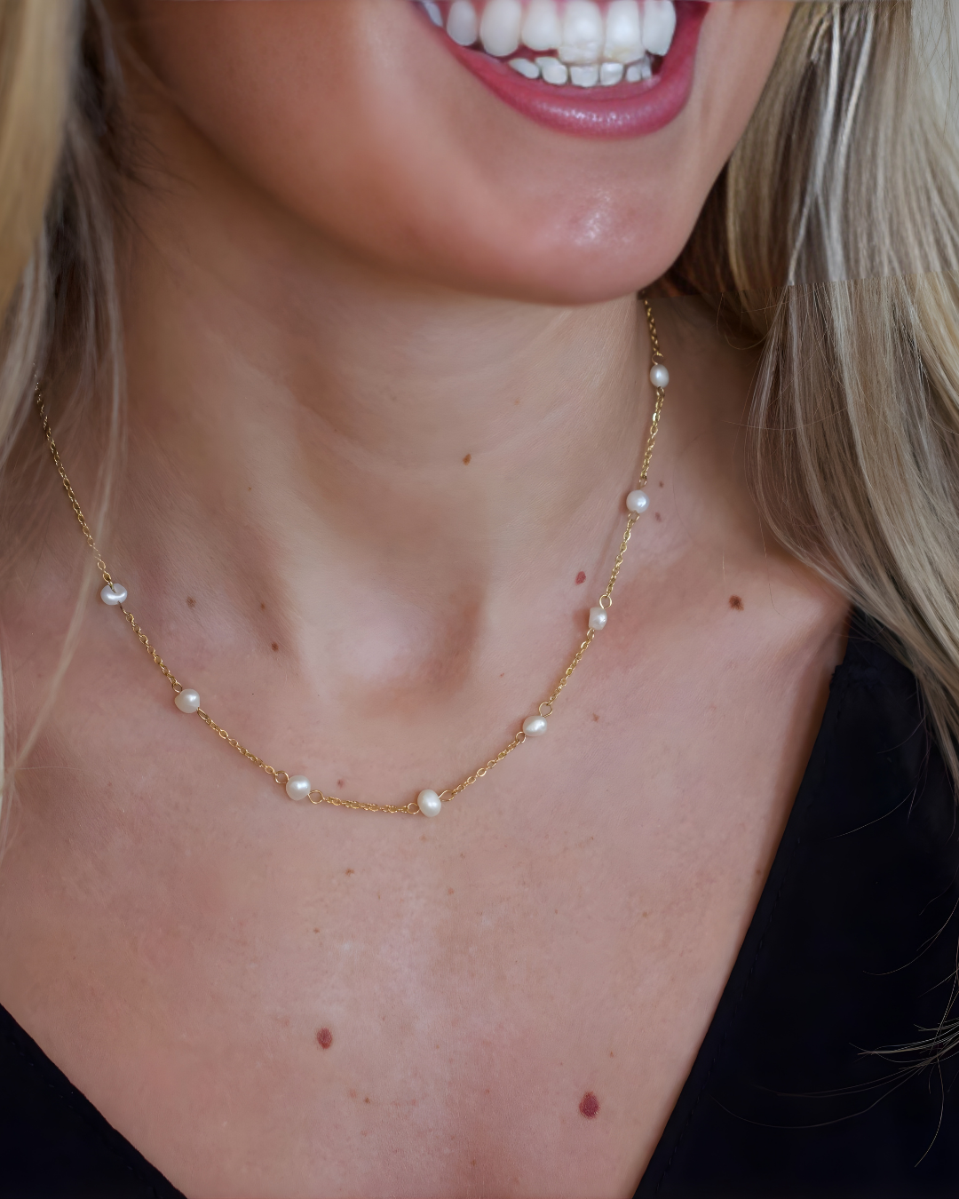 Freshwater Pearl Necklace | 18K Gold-Plated Stainless Steel