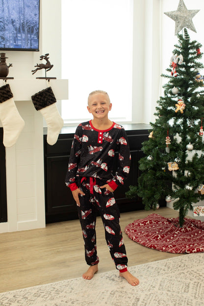 Matching Christmas Pajamas in Plaid Truck