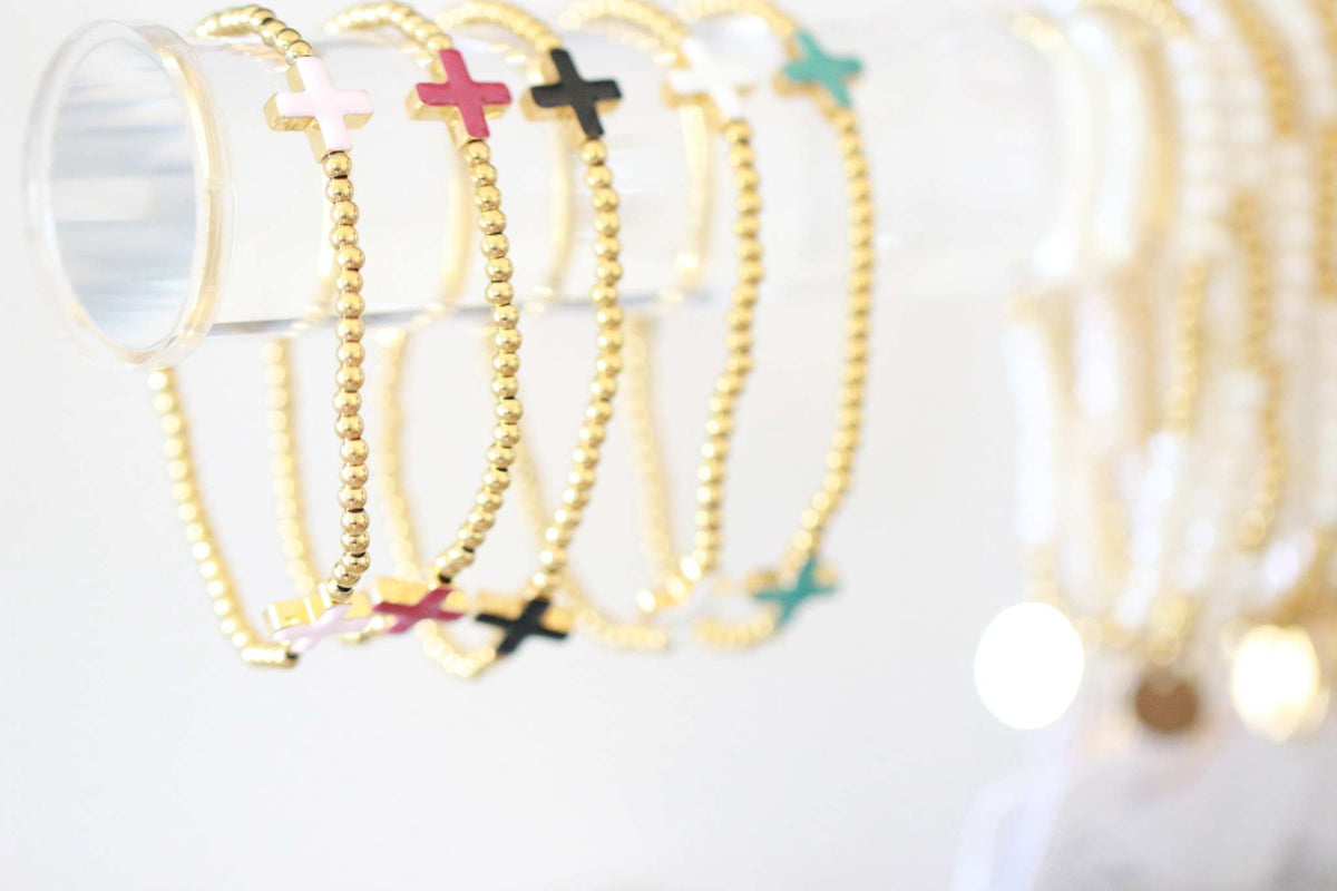 Faith Cross Beaded Bracelet | 18K Gold-Plated