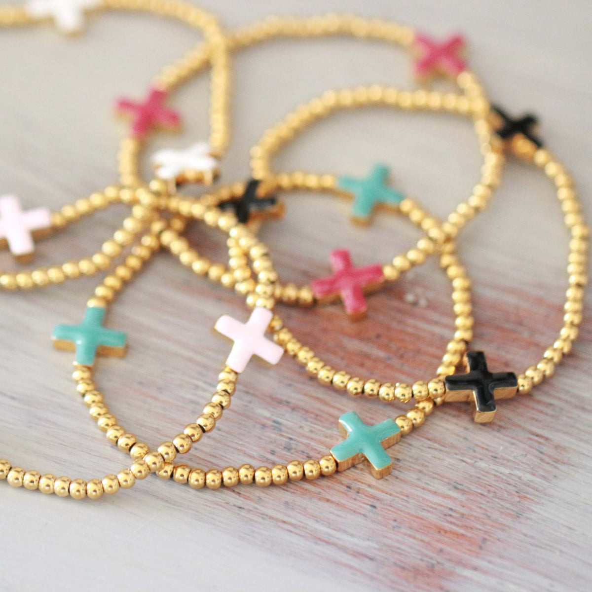 Faith Cross Beaded Bracelet | 18K Gold-Plated