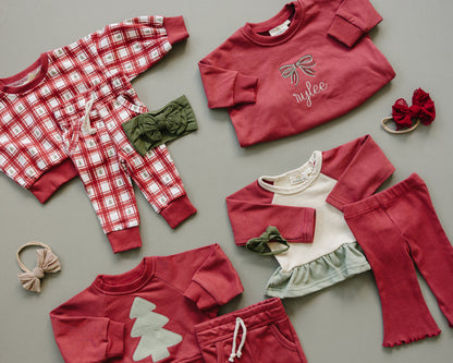 Red Plaid Christmas Tree Jogger Pants