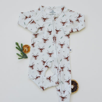 Reindeer Games Ribbed Bamboo Zippy Pajamas *NB & 0-3m left