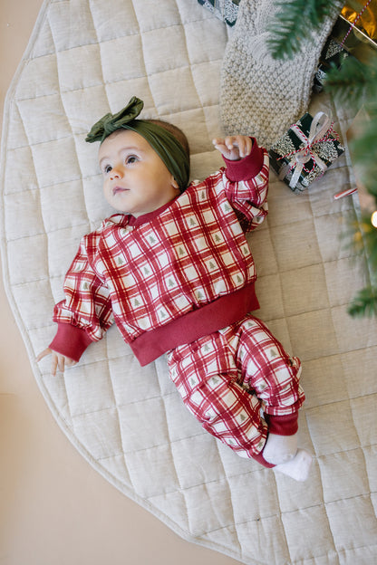 Red Plaid Christmas Tree Jogger Pants
